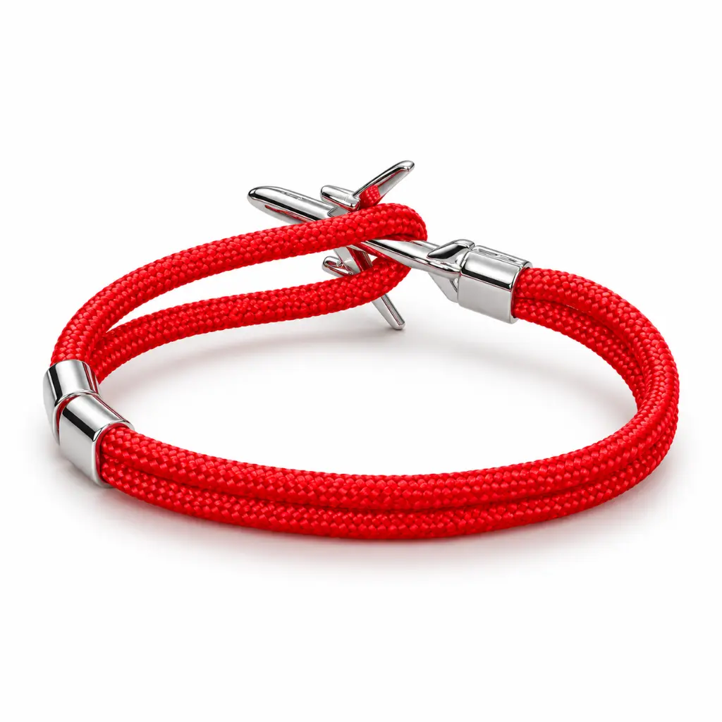 Pulsera de Cuerda Ajustable con Dije de Avión rojo POSTERIOR.webp