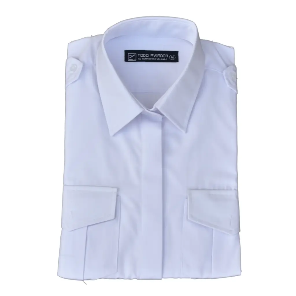 Camisa Aviador – Blusas para Dama (Manga Corta, Small - S)