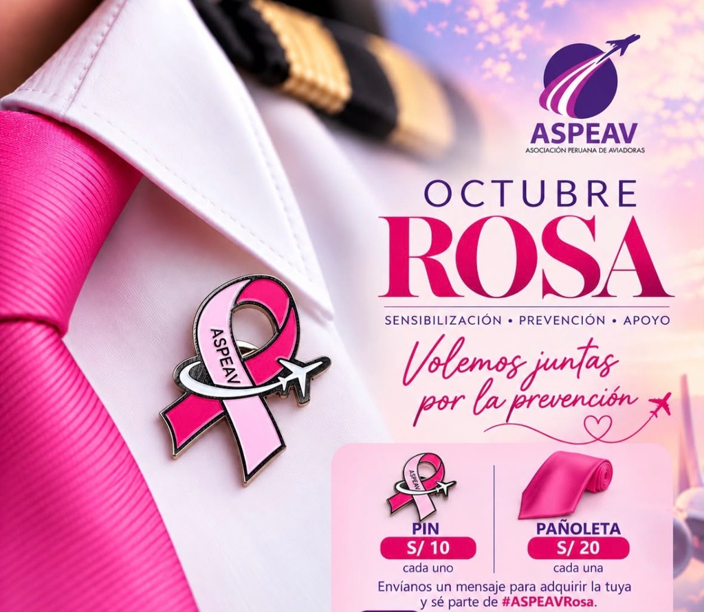 Pin Metálico Conmemorativo "Lazo Rosa y Avión" – ASPEAV