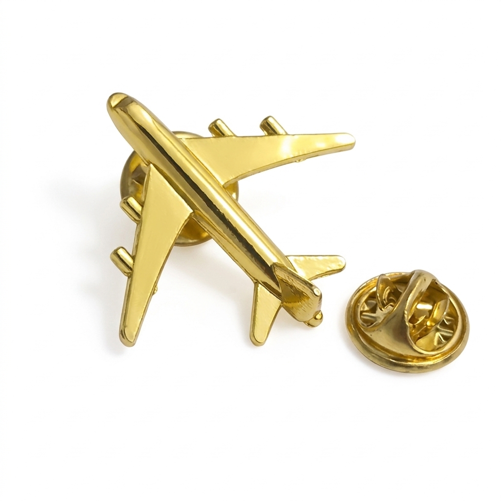 Pin Metálico - Avión Dorado 3D
