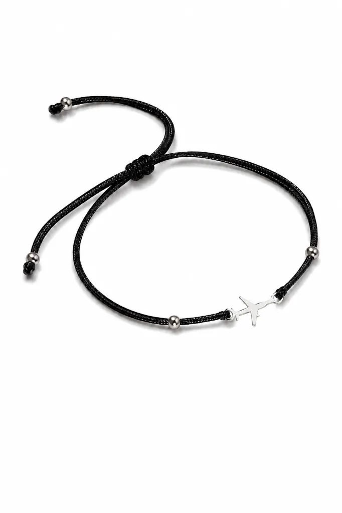 Pulsera Aviador Silver-Jet (Plata 950) Hilo Negro