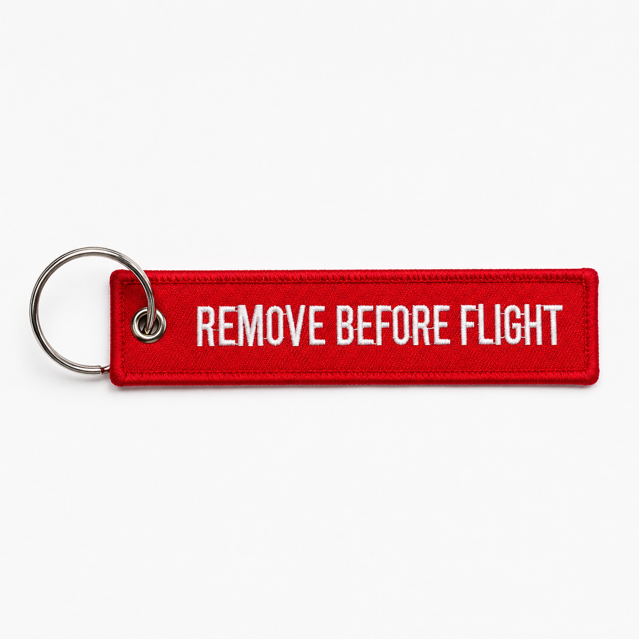 Llavero REMOVE BEFORE FLIGHT - Rojo con Argolla Clásica