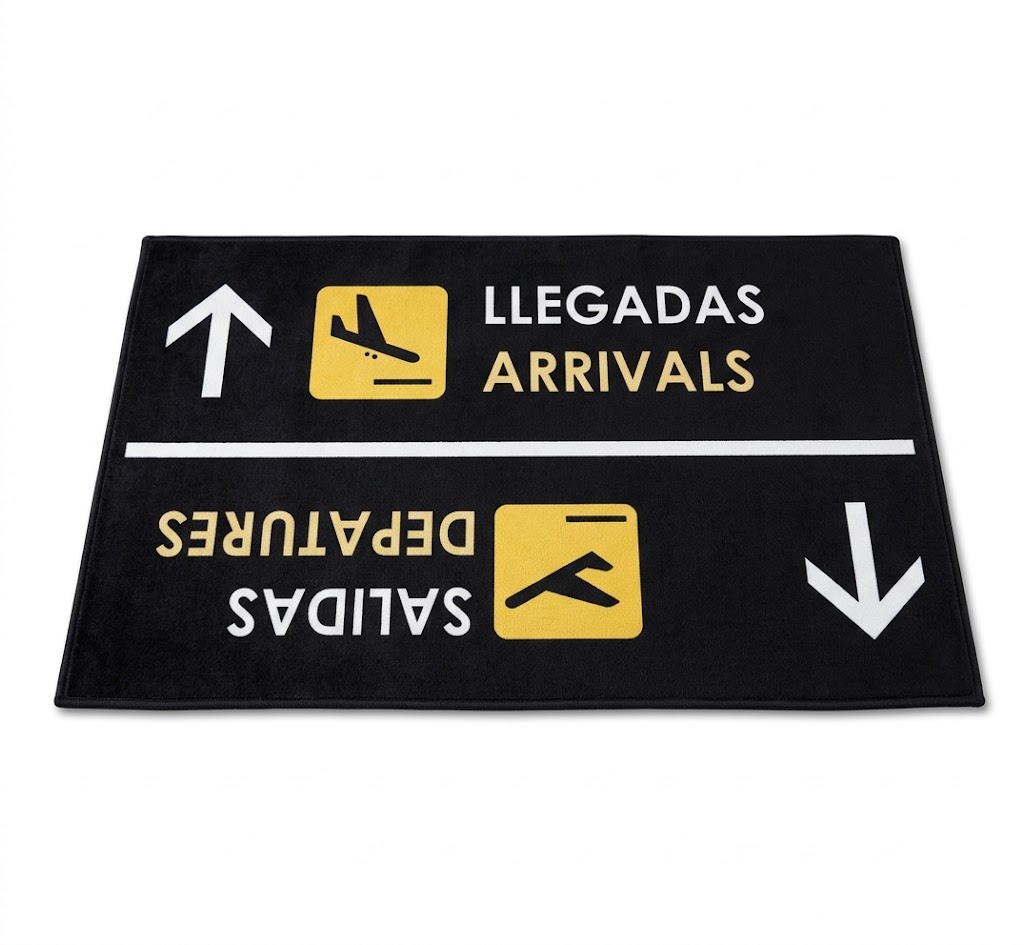 Tapete Felpudo Antideslizante – Arrivals & Departures - Bilingüe (40 cm x 60 cm)
