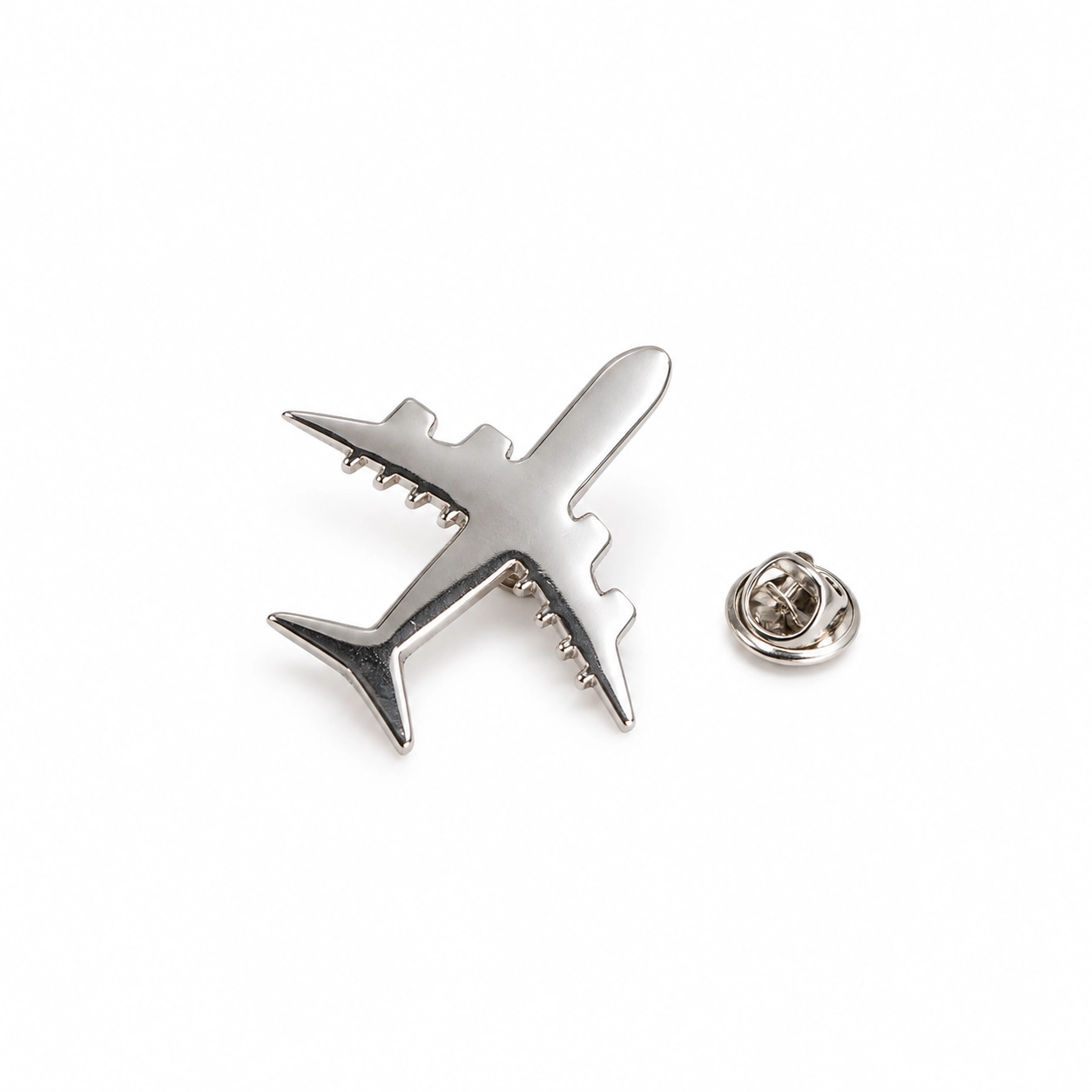 Pin Metálico - Avión Plateado 2D